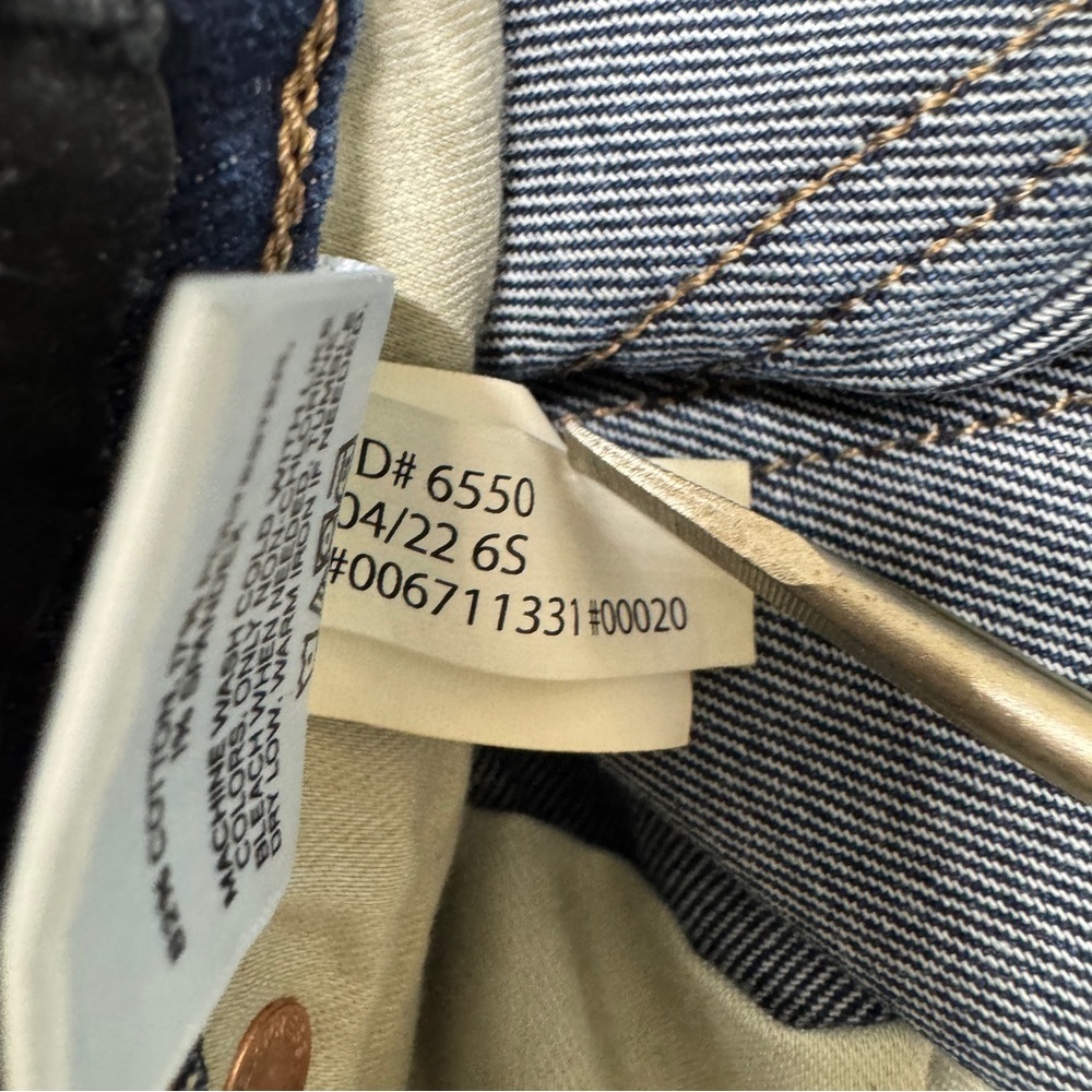 {Express} "Straight Ankle High Rise" Short Blue Relaxed Stretch Denim Jeans - Picture 6 of 7